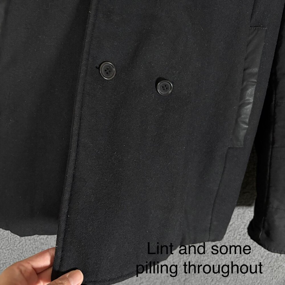 John Varvatos USA Wool Blend Hooded Peacoat Jacket - Men's Size L - Black - Picture 8 of 15